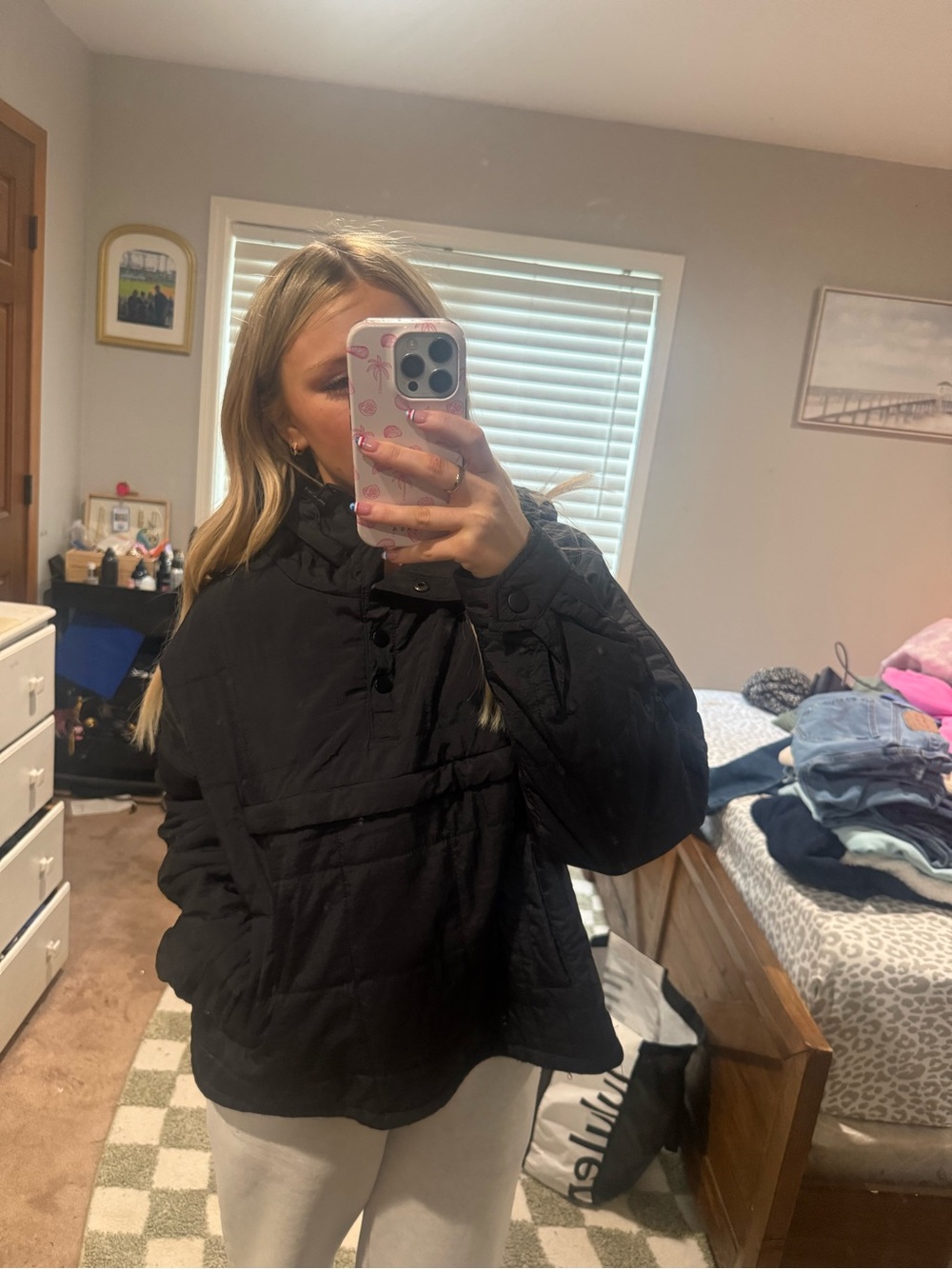Love Tree Black Pullover Puffer Jacket